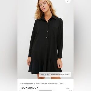 Tuckernuck Black Crepe Callahan Shirt Dress large new mini